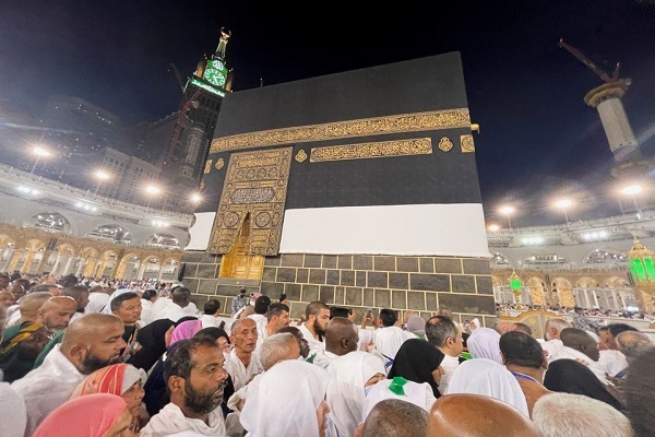 Hajj pilgrims at Mecca Grand Mosque