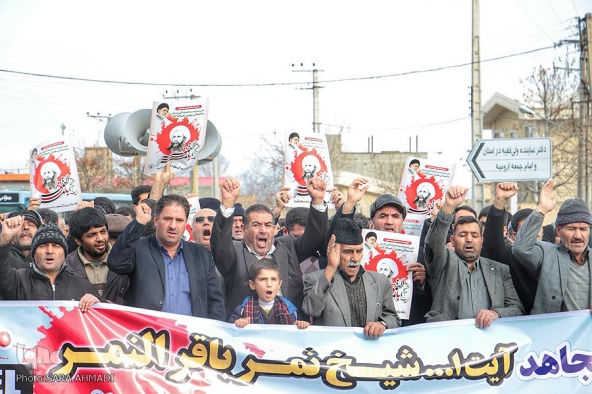 راهپیمایی اعتراض آمیز نمازگزاران  ارومیه ای در محکومیت اعدام ایت الله شیخ نمر