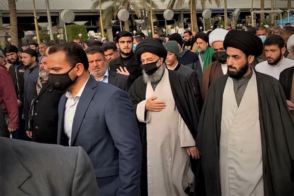 حضور آیت‌الله مدرسی در مراسم تشییع آیت‌الله صافی گلپایگانی در کربلا + عکس