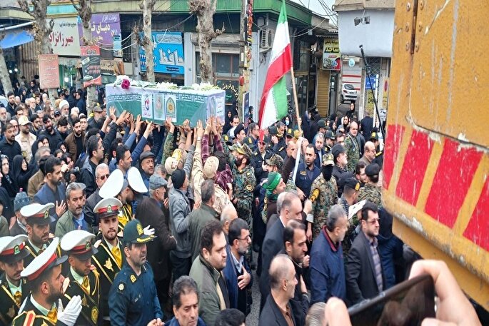 پیکر مطهر شهید امنیت «امیرحسام جوینده» در صومعه‌سرا تشییع شد